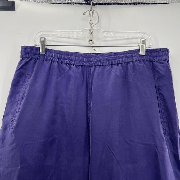Vintage Silk Windbreaker Pants Women Large Eggplant Purple 90s Jogger Zip Ankle - Picture 2 of 11